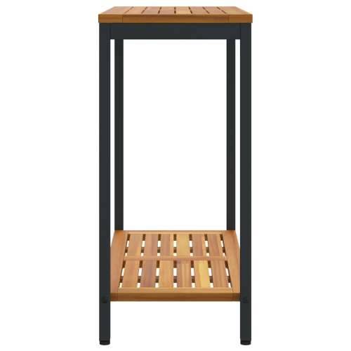 Stol za vani Prirodni i Crni 35x80x75 cm Puno drvo i čelik Cijena