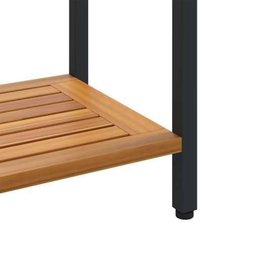 Stol za vani Prirodni i Crni 35x80x75 cm Puno drvo i čelik Cijena