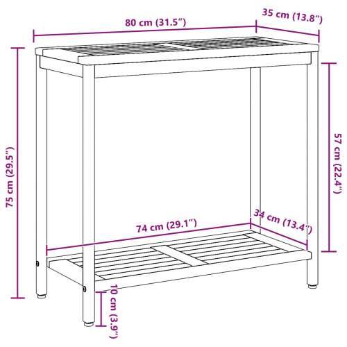 Stol za vani Prirodni i Crni 35x80x75 cm Puno drvo i čelik Cijena