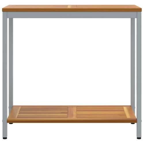 vanjski stol prirodni i sivi 35x80x75 cm od čvrstog drva i čelika Cijena