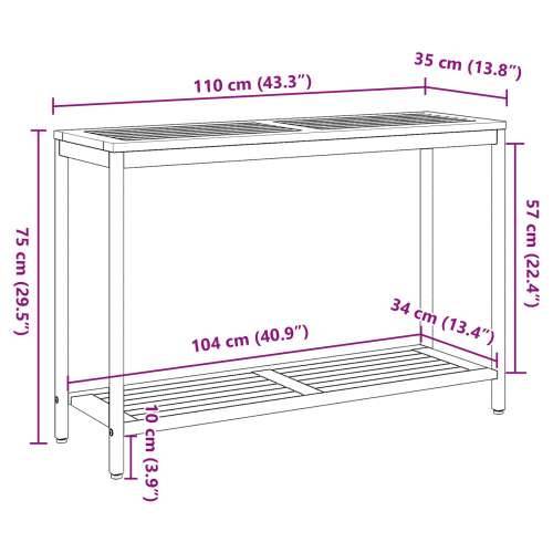 Vanjski Stol Prirodna i Siva 35x110x75 cm Masivno Drvo i Čelik Cijena