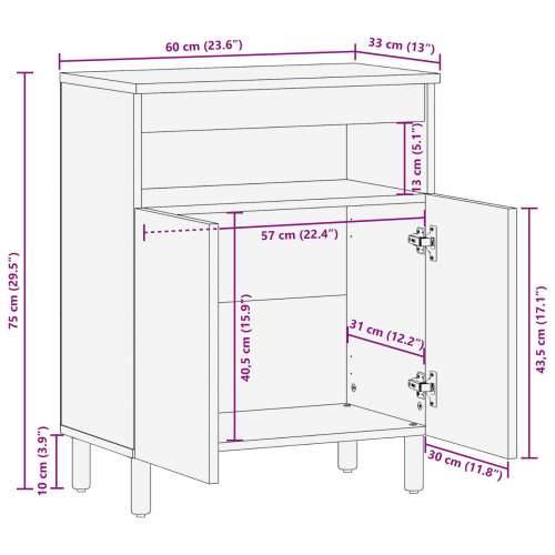 Komoda 60x33x75 cm od masivnog drva bagrema Cijena