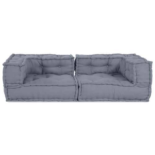Modularni Pouf Siva 140x70x36 Tkanina Cijena