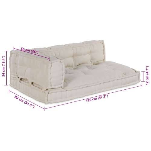 Jastuk za paletni sofa s naslonima za ruke i leđa krem tkanina Cijena