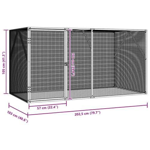 Aviary za ptice Antracit 102x208x108 cm Čelik Cijena