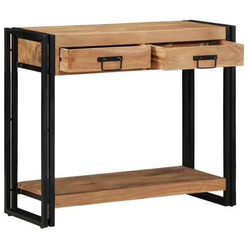 Konzolni Stol Crni 90x33x75 cm Masivno Bagremovo Drvo i Metal Cijena