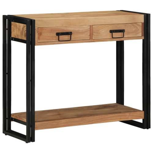 Konzolni Stol Crni 90x33x75 cm Masivno Bagremovo Drvo i Metal Cijena