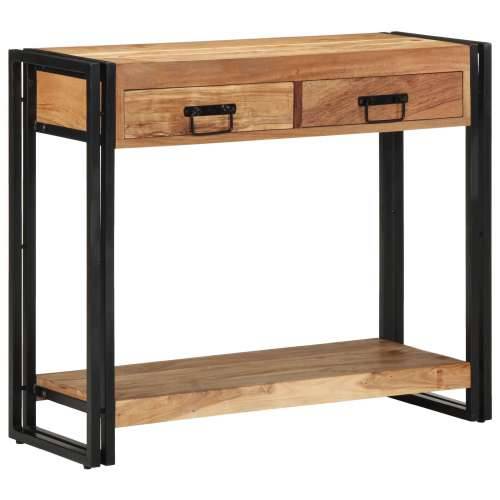 Konzolni Stol Crni 90x33x75 cm Masivno Bagremovo Drvo i Metal Cijena