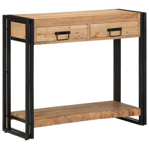 Konzolni Stol Crni 90x33x75 cm Masivno Bagremovo Drvo i Metal Cijena