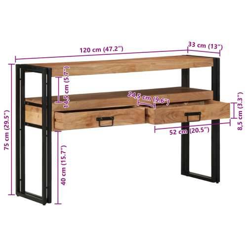 Krajnji stolovi Crni 120x33x75 cm Masivno drvo akacije i metal Cijena