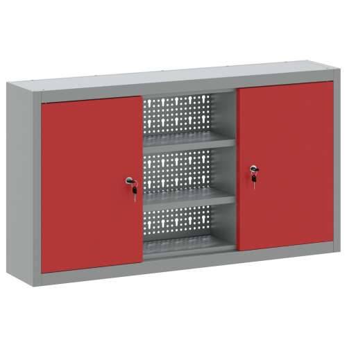 Kabinet za alate montiran na zid s PEGBOARD-om Crvena 100x20x55 cm Čelik Cijena