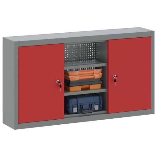 Kabinet za alate montiran na zid s PEGBOARD-om Crvena 100x20x55 cm Čelik Cijena