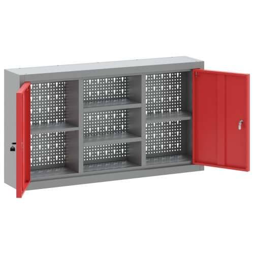 Kabinet za alate montiran na zid s PEGBOARD-om Crvena 100x20x55 cm Čelik Cijena