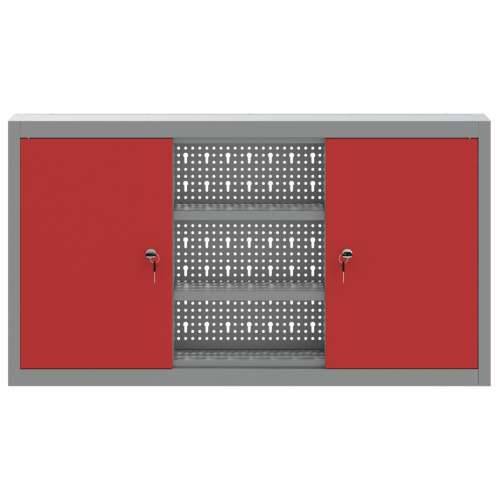 Kabinet za alate montiran na zid s PEGBOARD-om Crvena 100x20x55 cm Čelik Cijena