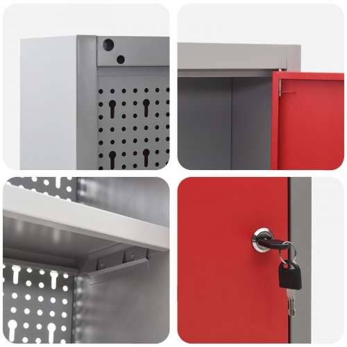 Kabinet za alate montiran na zid s PEGBOARD-om Crvena 100x20x55 cm Čelik Cijena