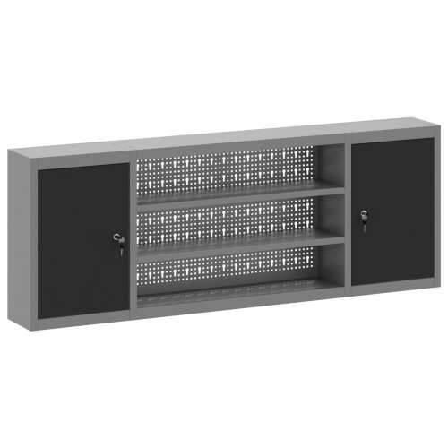 Radna kutija montirana na zid s pločom za vješanje crna 150x20x55 cm čelik Cijena