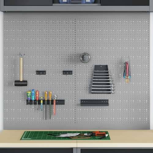 Pegboardi 2 pakiranja s 8 pribora, sivi, 50x80 cm čelik Cijena