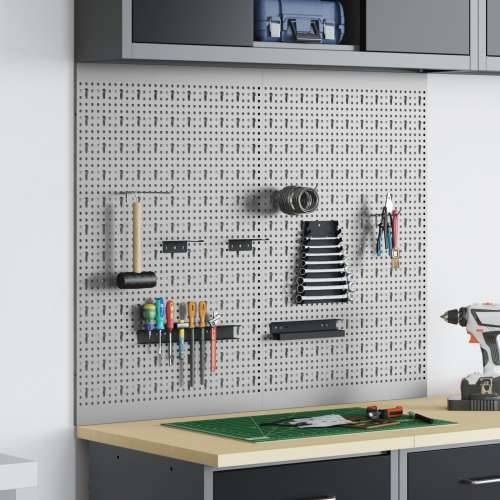 Pegboardi 2 pakiranja s 8 pribora, sivi, 50x80 cm čelik Cijena