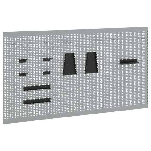 Pegboardi 3 kom s 15 dodataka Sivi 50x80 cm Čelik Cijena