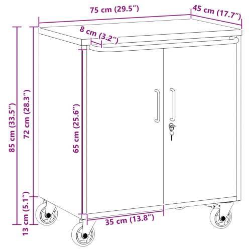 Ormar za alate s kotačićima i zaključavanjima Crveni 75x45x85 cm Čelik Cijena