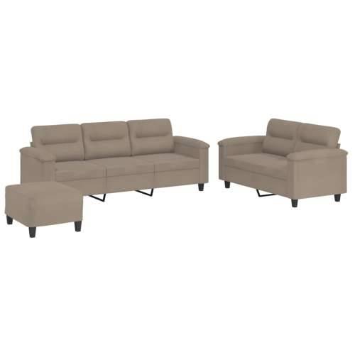 3-dijelni set sofa s jastucima smeđesivi od mikrovlakana - Sivo-smeđa S osloncem za noge Cijena