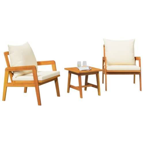 3-dijelni Bistro Set s Jastucima od Masivnog Drva Akacije Cijena