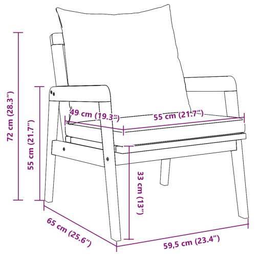 Vrtne stolice 2 kom 59.5x65x71.5 cm Čvrsto drvo akacije Cijena