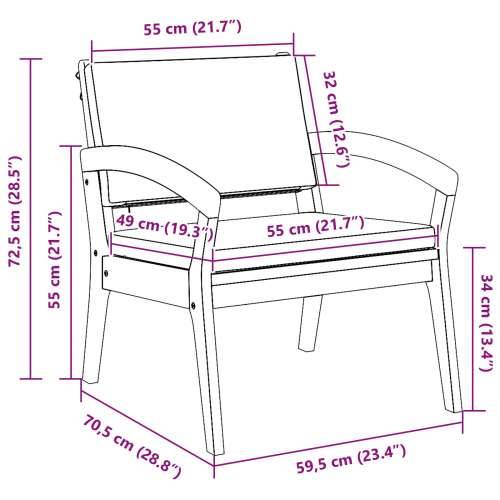 Vrtne stolice 2 kom 59,5x70,5x72,5 cm od masivnog drva akacije Cijena