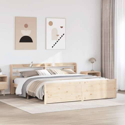Okvir kreveta s uzglavljem 200 x 200 cm od masivne borovine - Smeđa 200 x 200 cm Cijena