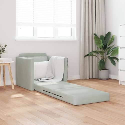 Sofa na ravnanju - Convertible Baršun 74x77x81 cm Svjetlosiva Cijena