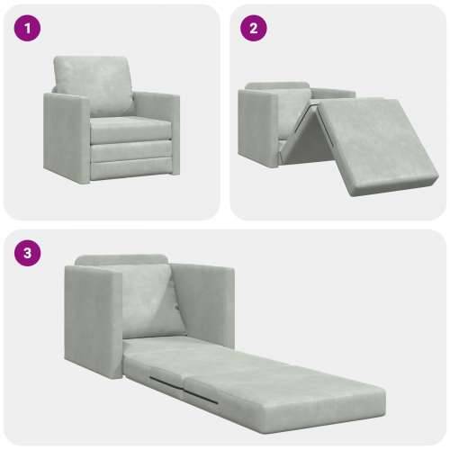 Sofa na ravnanju - Convertible Baršun 74x77x81 cm Svjetlosiva Cijena