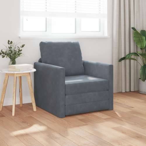 Sofa na podu Single Convertible, Velur 74x77x81 cm Tamno siva Cijena