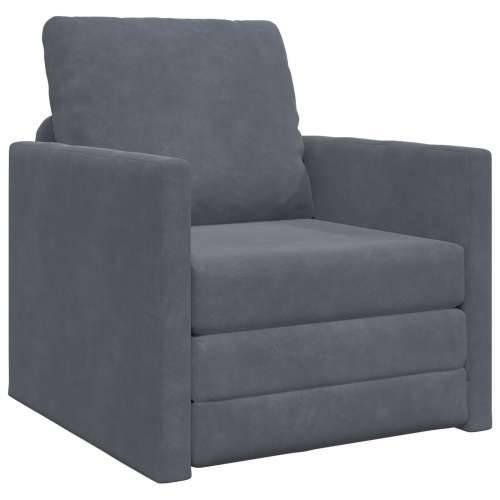 Sofa na podu Single Convertible, Velur 74x77x81 cm Tamno siva Cijena