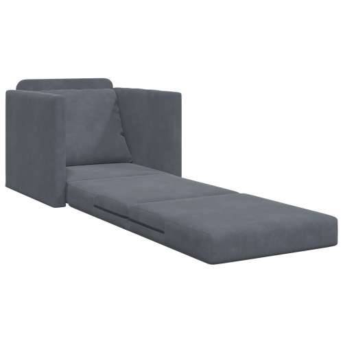 Sofa na podu Single Convertible, Velur 74x77x81 cm Tamno siva Cijena