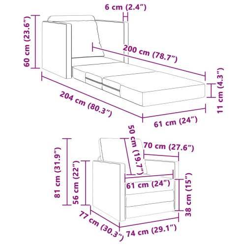 Sofa na podu Single Convertible, Velur 74x77x81 cm Tamno siva Cijena