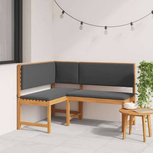 Kutna klupa za vrt s jastučićima 140x100x91 cm od masivnog drva akacije Cijena