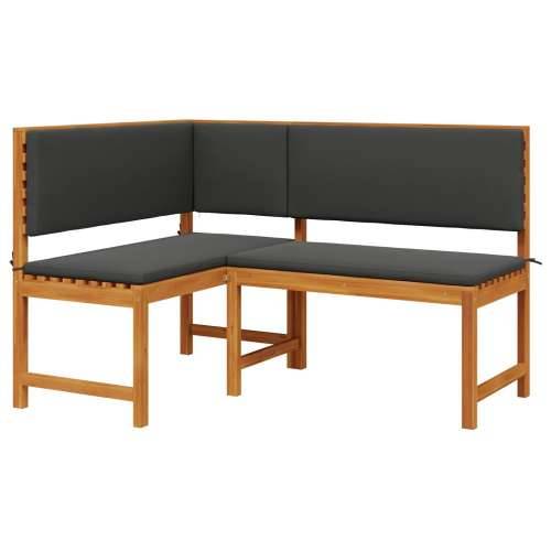 Kutna klupa za vrt s jastučićima 140x100x91 cm od masivnog drva akacije Cijena