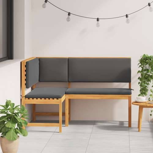 Kutna klupa za vrt s jastučićima 140x100x91 cm od masivnog drva akacije Cijena
