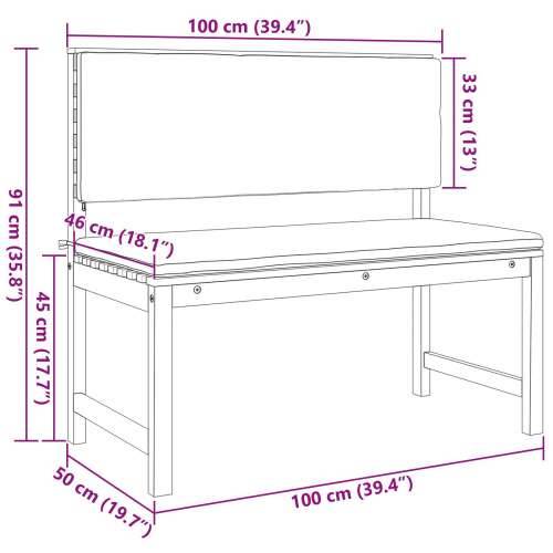 Klupa za vrt s jastučićima 100x50x91 cm od punog drva akacije Cijena