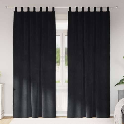 Zastore za blackout s petljama 2 kom Crni baršun Cijena
