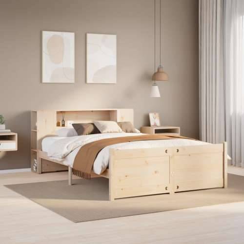 Krevet s regalom za knjige bez madraca 140x190 cm od borovine - Prirodna 140 x 190 cm Cijena