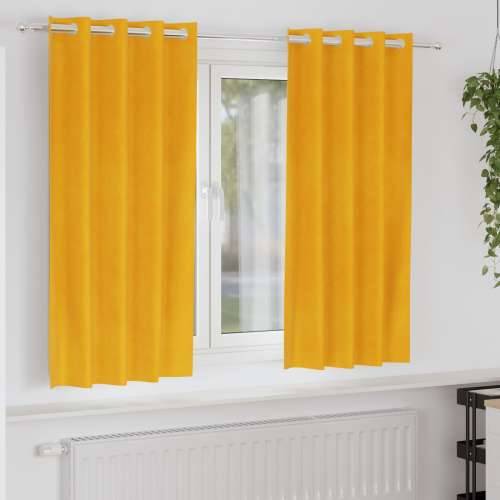 Zastore za zamračivanje s očicama 2 kom Mustard žuto baršun Cijena