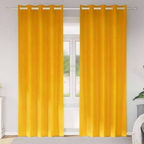 Zastore za blackout s očicama 2 kom Mustard žuta baršun Cijena