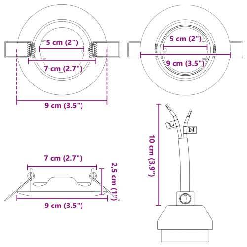 Ugradbene reflektore 6 kom Round GU10 Bakrena Ø90 mm Čelik Cijena