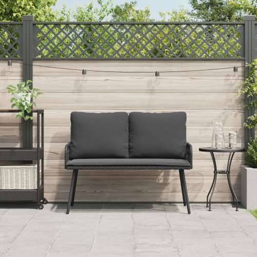 Klupa za vrt Crna 114x64x78 cm Poliratan Cijena