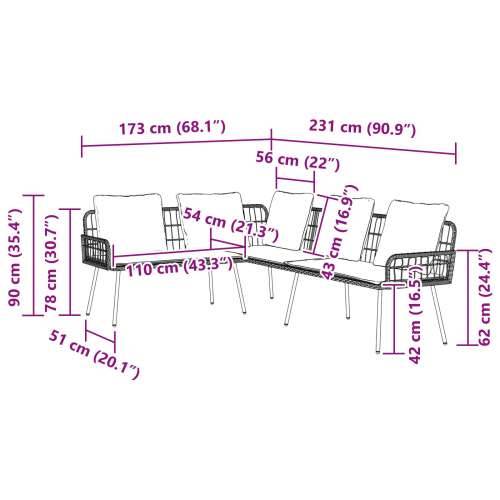 L-oblika sofa Crna 231x173x78 cm Poliratan Cijena