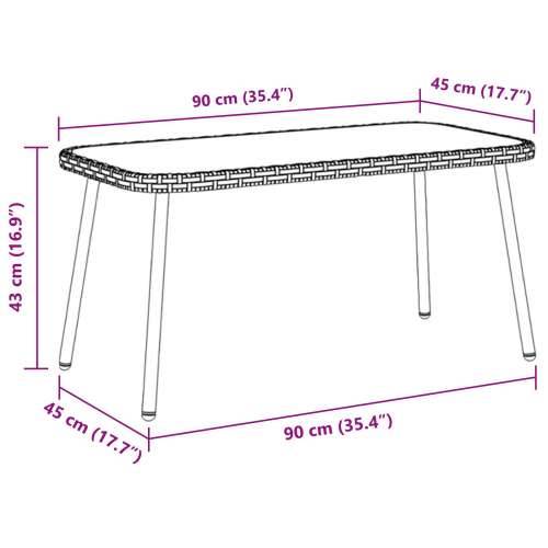 Stolić za kavu Crna 90x45x42 cm Poliratan Cijena