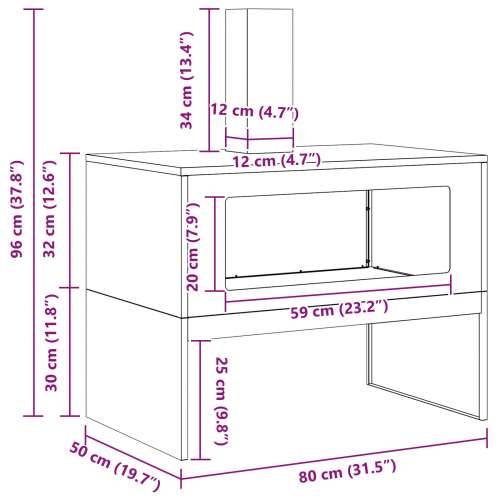Oganj s dimnjakom Crna 80x50x96 cm Čelik Cijena