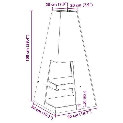 Ognjište s odlaganjem drva 50x50x100 cm od otpornog čelika Cijena