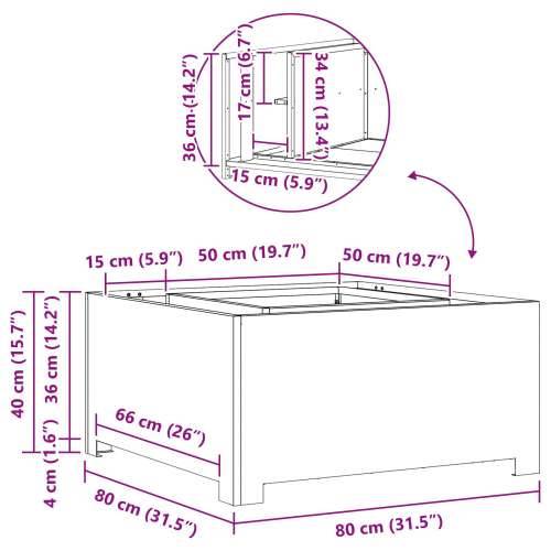 Vatrena jama Kvadratna Crna 80x80x40 cm Čelik Cijena